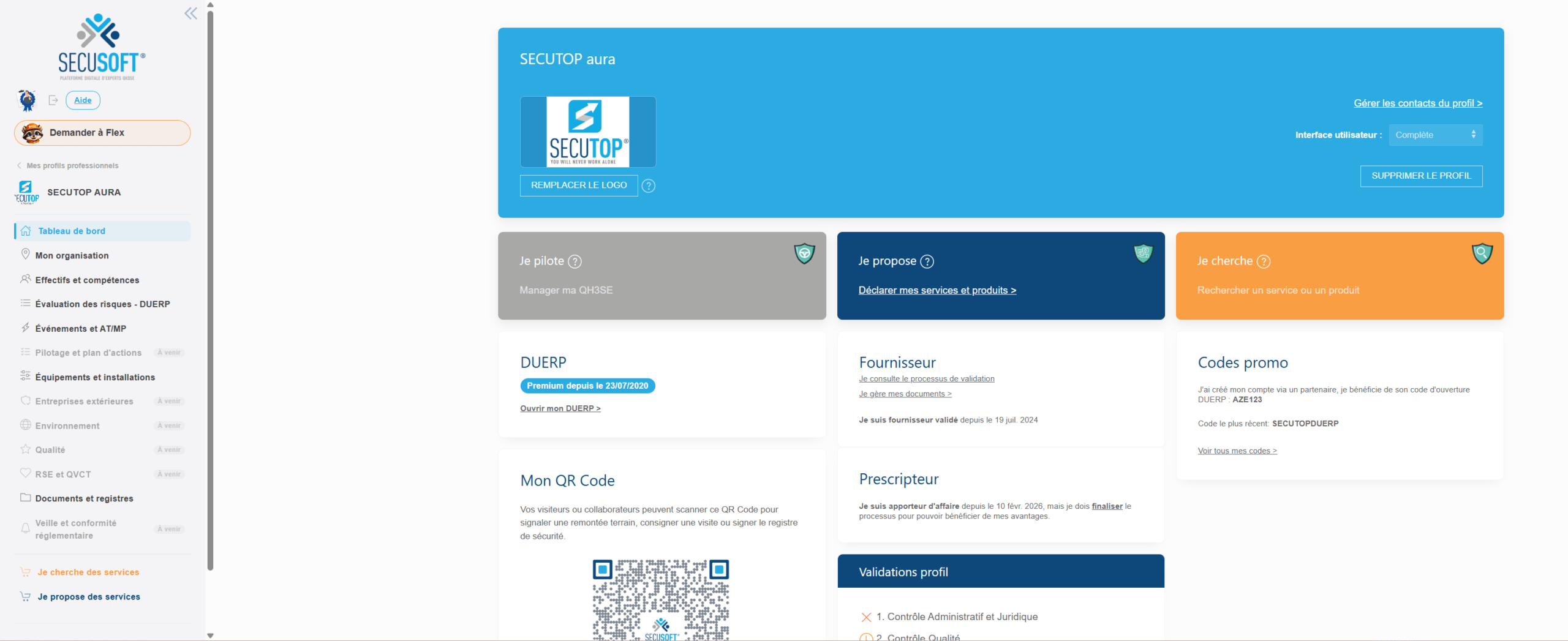 La nouvelle interface de Secusoft 1.30.19