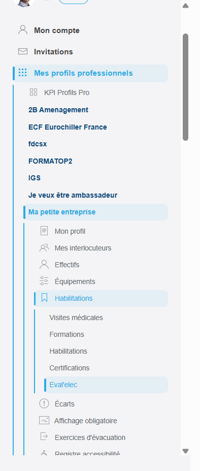 L'ancien menu de Secusoft